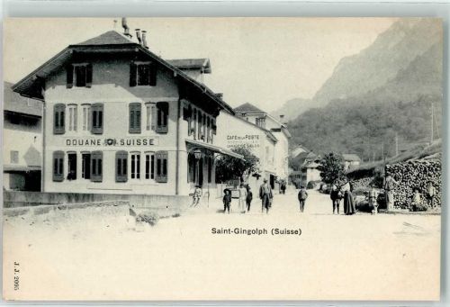 1898 St-Gingolph - Douane Suisse Cafe de la Poste Kinder
