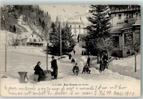 1833 Les Avants 1905 - Bahnpost Ambulant 18.3.05 1130 Winter Rodelbahn