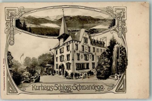 6313 Menzingen 1912 Gebrauchsspuren Hotel Kurhaus Schloss Schwandegg Ort lt. Stempel
