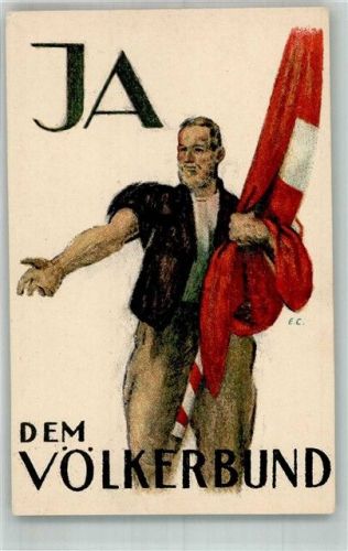 Lithographie Ja, dem Beitritt derr Schweiz zum Völkerbund Volksabstimmung 1920