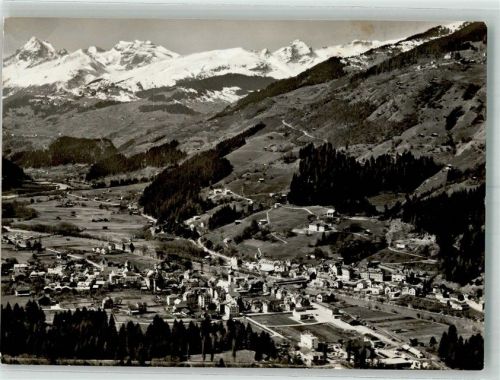 7130 Ilanz 1957 Foto AK Fliegeraufnahme