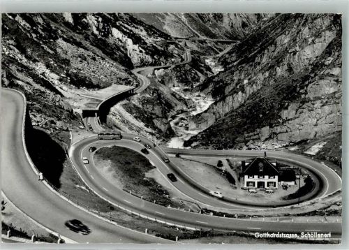 Schöllenen 1963 Foto AK Omnibus Auto Hotel Gotthardstrasse