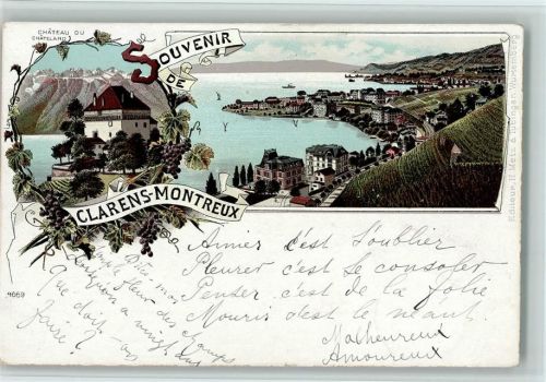 1815 Clarens 1897 Lithographie Gruss aus - Nr. 4669 Verlag Metz