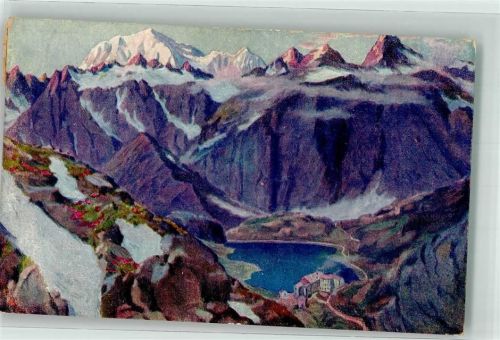 Hospiz Großer Sankt Bernhard Pass Künstlerkarte sign. Kutscha