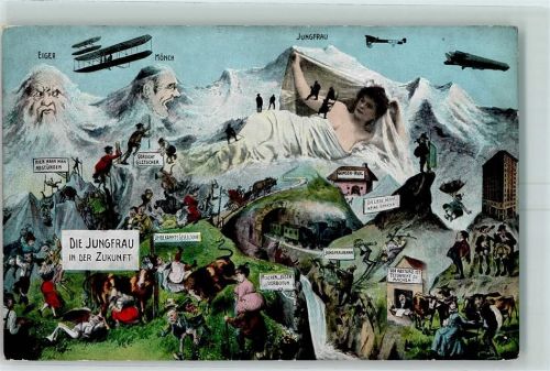 Jungfrau BE Zukunfts AK Gemsenasyl Jungfraubahn Flugzeug Eiger Mönch