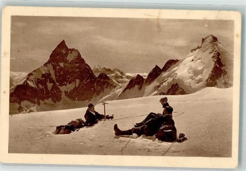 Matterhorn VS Gebrauchsspuren Bergsteiger im Schnee Dent d´Herens
