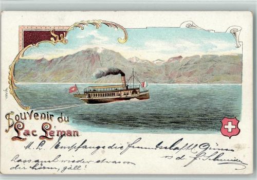 1800 Vevey 1901 Lithographie Gruss aus - Lac Leman