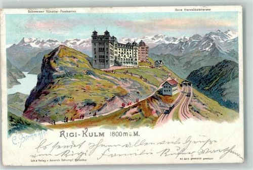 6410 Rigi Kulm 1901 Künstlerkarte Hotel sign. C Steinmann
