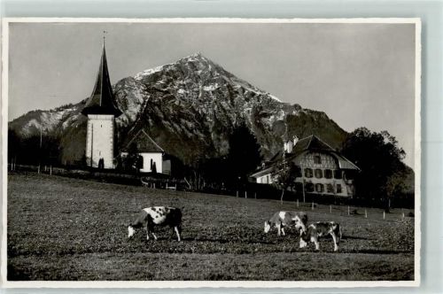 3703 Aeschi b. Spiez Gebrauchsspuren Kirche Niesen