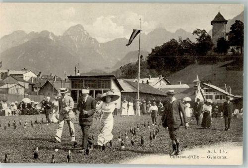 1660 Château-d´Oex Foto AK Sportplatz Gymkana