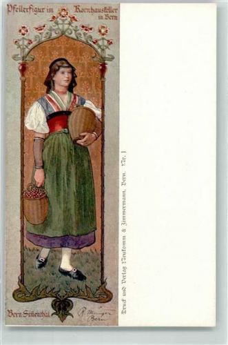 3000 Bern Berne - Trachtenmädchen Bern Simmental Pfeilersfigur im Kornhauskeller