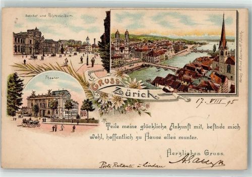 8000 Zürich 1895 - Bahnhof Theater Polytechnikum