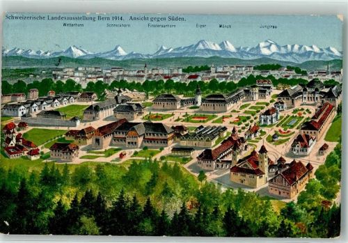 3000 Bern Berne Lithographie Landesausstellung 1914 Ansicht Süden