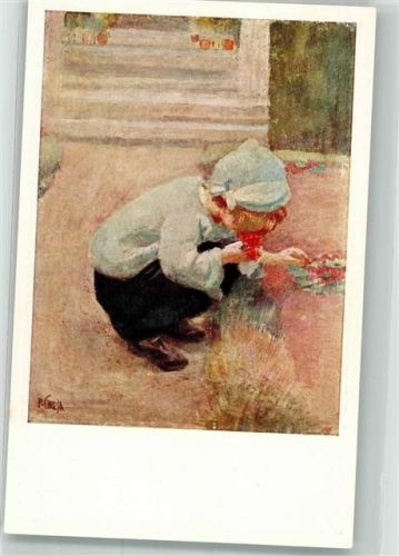 sign. Chiesa Pietro Rote Primel Kind Pro Juventute Schweiz Künstlerkarte