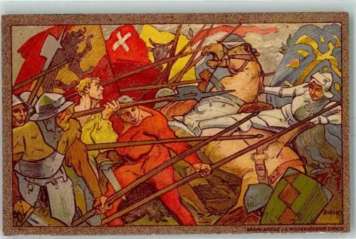 sign. Dunk 1911 Schlacht Bundesfeier Ganzsachen Schweiz