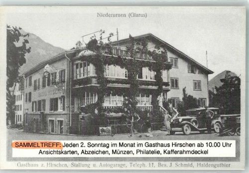 8867 Niederurnen 1991 Foto AK Auto Gasthaus zum Hirschen Sammeltreff