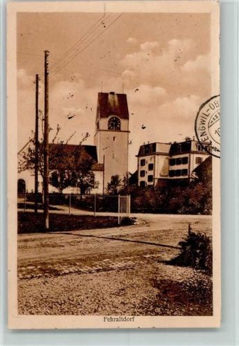 8320 Fehraltorf 1914 Gebrauchsspuren Straßenpartie mit Kirche AK