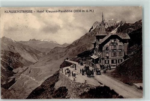 Klausen 1922 - Klausenstrasse Hotel Klause-Passhöhe Kutschen
