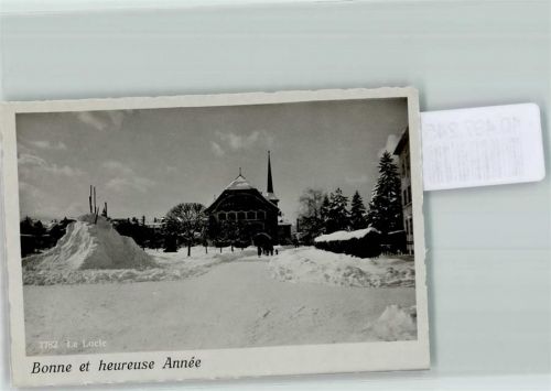 2400 Le Locle FOTO KEINE AK Neujahr Winter Kirchturm Foto 10cm x 7cm, rückseitig Haftspuren