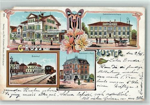8610 Uster Gebrauchsspuren Bazar Bahnhof Volksbank Litho