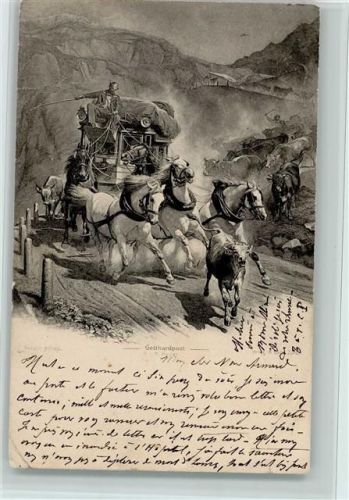 Gotthardpost Postkutsche Kühe Postkutsche Schweiz 1902