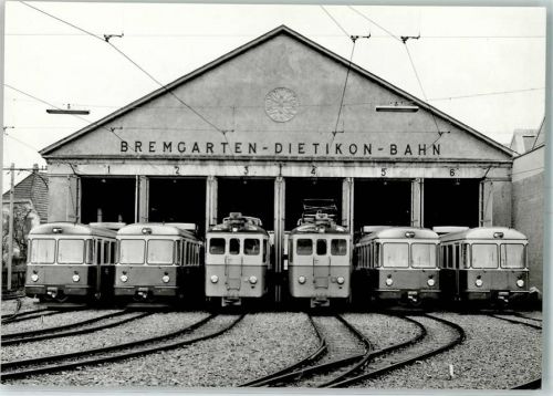 5620 Bremgarten AG 1970 - Repro Fahrzeugaufstellung vor dem Depot Bremgarten 12.04.1970