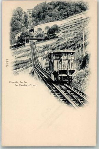 1820 Montreux Foto AK Bergbahn Territet-Glion