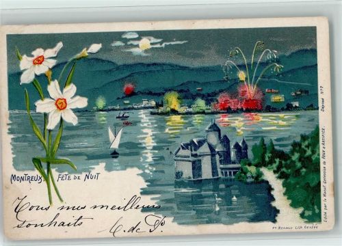 1820 Montreux 1902 Gebrauchsspuren Ereignis - Fete de Nuit - Litho
