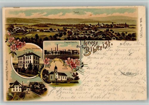 4562 Biberist Bleichenberg 1900 BOAKC Fabrik Kirche Schule Lithographie