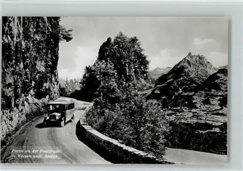 8873 Amden - Partie an der Poststraße von Weesen nach Amden Ort laut Stempel