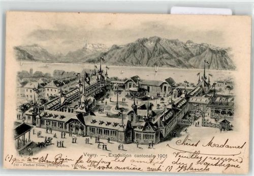 1800 Vevey 1901 Lithographie Ausstellung 1901