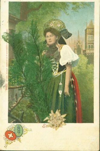 AK mit gepresstem Edelweiß mit echten Blumen