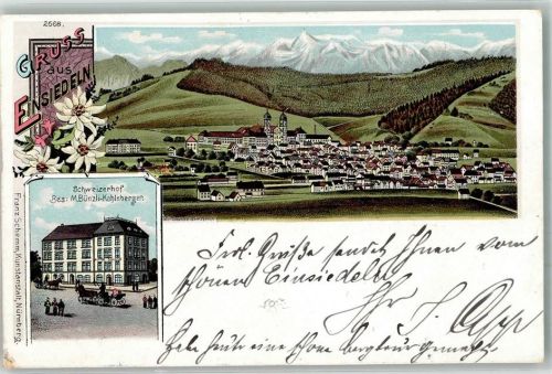 8840 Einsiedeln 1900 Lithographie Hotel Schweizerhof