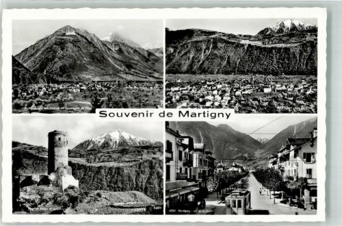 1920 Martigny Foto AK Avnue de la Gare Strassenbahn