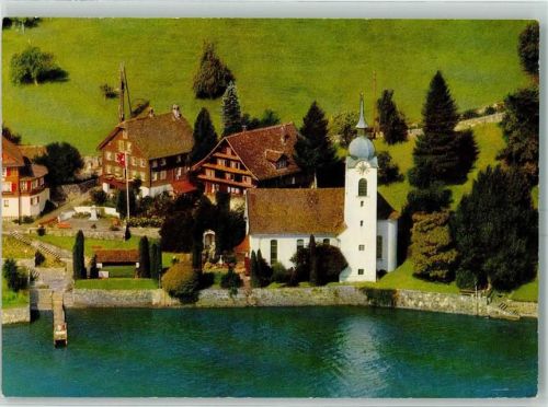 6466 Bauen 1971 - Kirche Geburtsstätte von P. Alberik Zwyssig Luftaufnahme