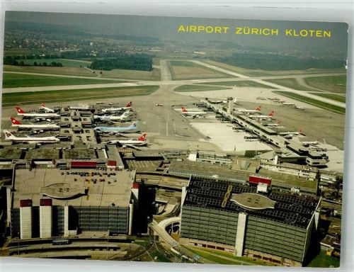 8302 Kloten Foto AK Fliegeraufnahme des Flughafens Photoglob 13471