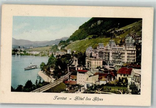 1820 Territet 1921 Foto AK Hotel des Alpes