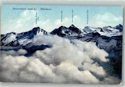 Stanserhorn 1917 Foto AK Stanserhorn Nebelmeer