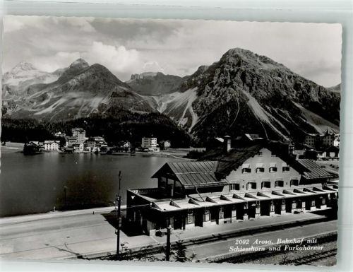 7050 Arosa Foto AK Bahnhof Schiesshorn Furkahörner