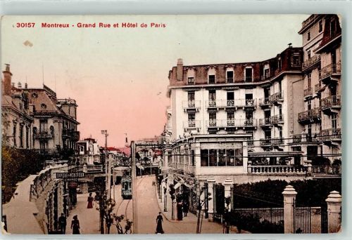 1820 Montreux - Grand Rue Hotel de Paris Straßenbahn
