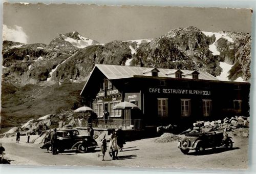 Grimsel Foto AK Cafe Gasthaus Alpenrösli Passhöhe