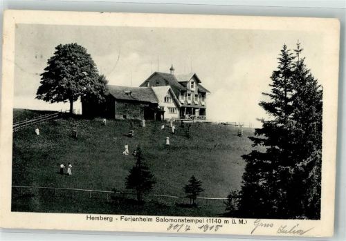 9633 Hemberg 1915 Gebrauchsspuren Ferienheim Salomonentempel Hüttenstempel