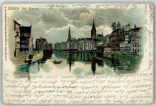 8000 Zürich 1901 Gebrauchsspuren Ruderboot Nacht