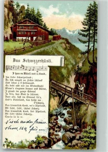 Das Schwnzerhüsli Motiv Schweiz 1907 Lieder AK