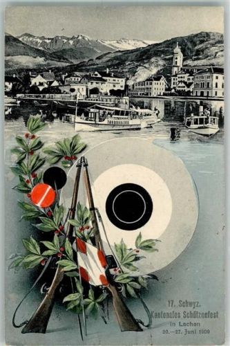 9428 Lachen 1909 Foto AK Schützenfest