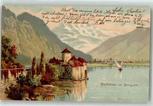 Chillon Chateau 1903 Lithographie