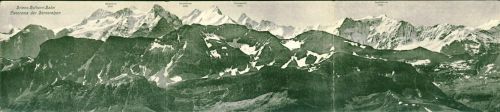 Brienz-Rothornbahn Klapp AK Panorama der Berneralpen, 1908, 4-fach Klapp AK, nicht vollständig abgebildet!