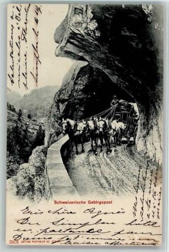 Gebirgspost AK Postkutsche Schweiz 1905