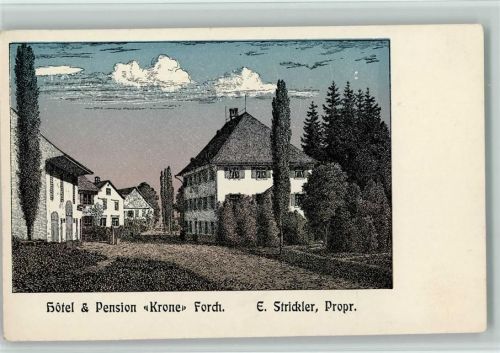 8127 Forch Lithographie Hotel Krone , sehr gute Erhaltung AK