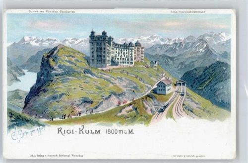 6410 Rigi Kulm Lithographie / Künstlerkarte sign. C.Steinmann